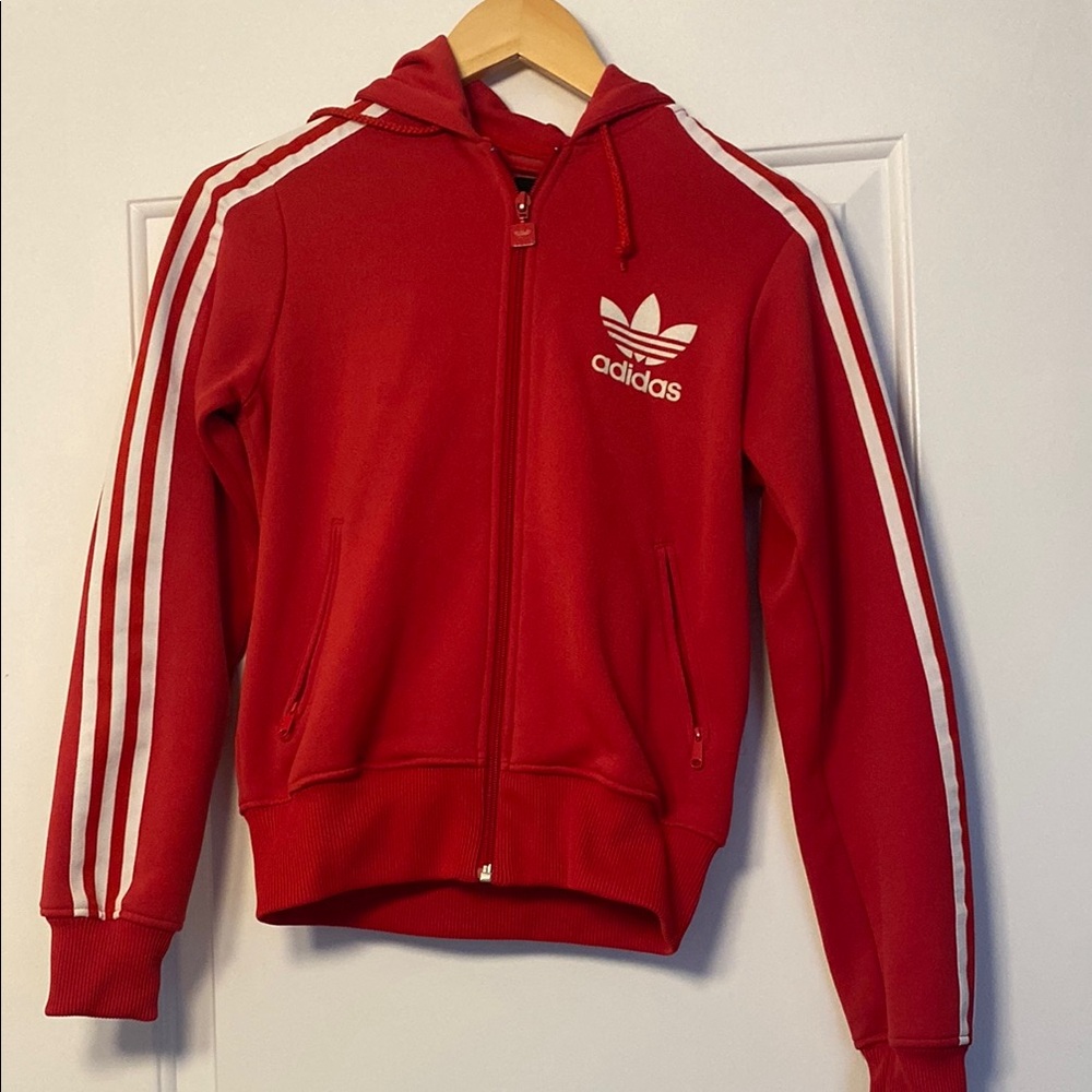 Adidas Red and White Hoodie